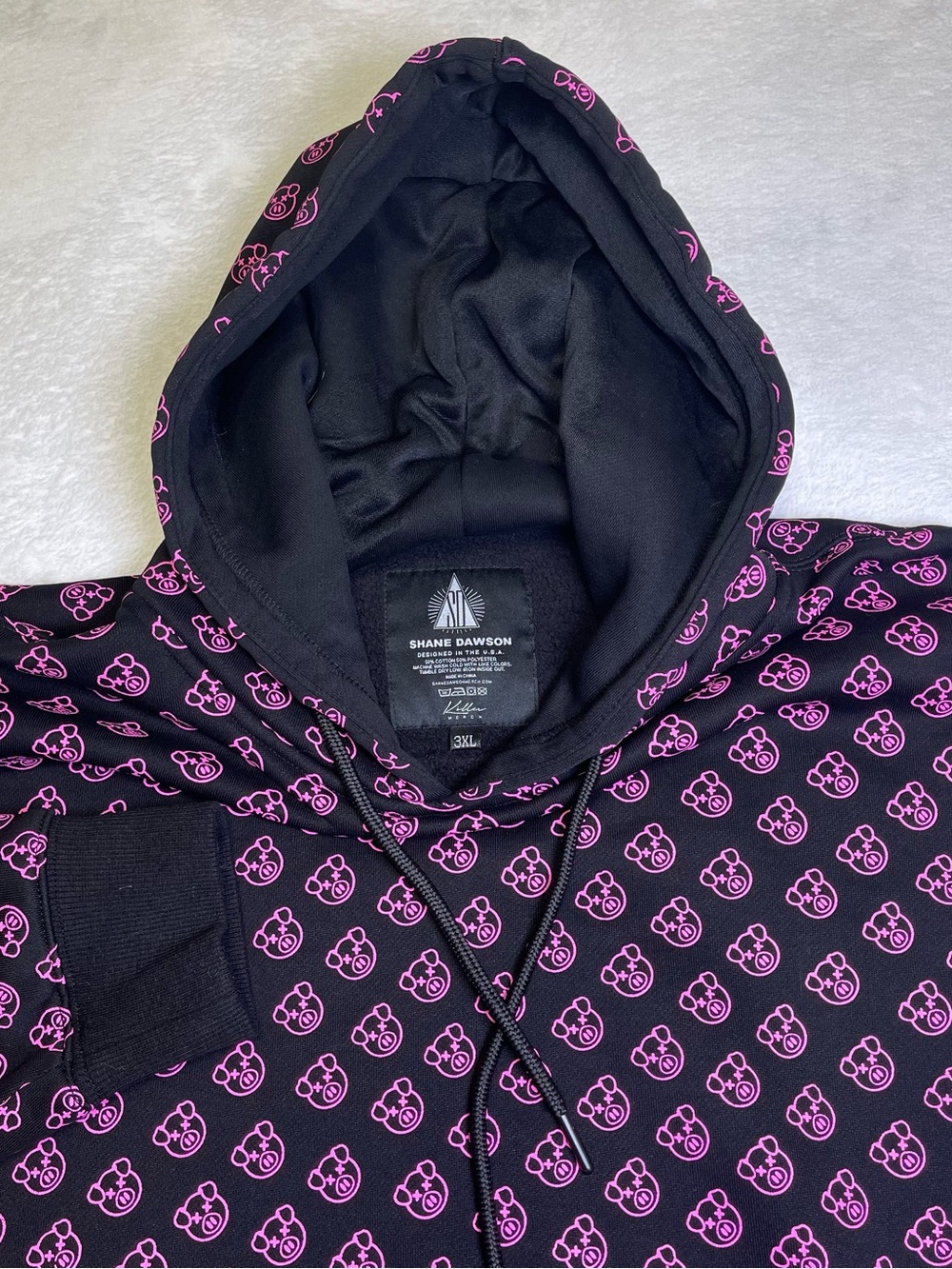 Shane Dawson Black Hot Pink Pig All Over Print Hoodie 3XL Killer Merch NWOT